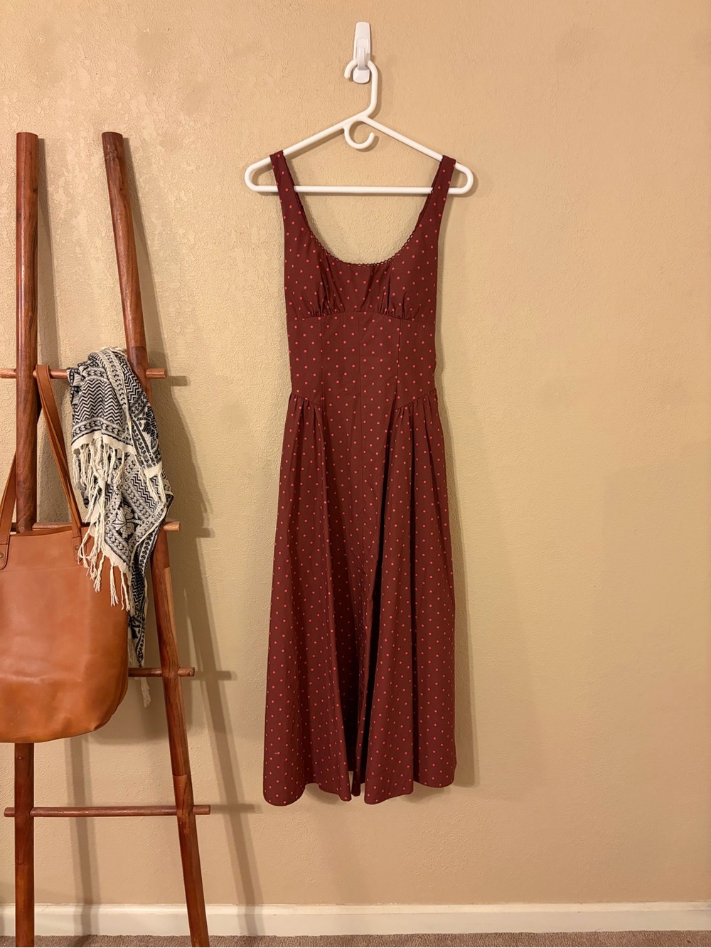 Abercrombie & Fitch Bra-less collection Rust Polka-Dot Midi Dress